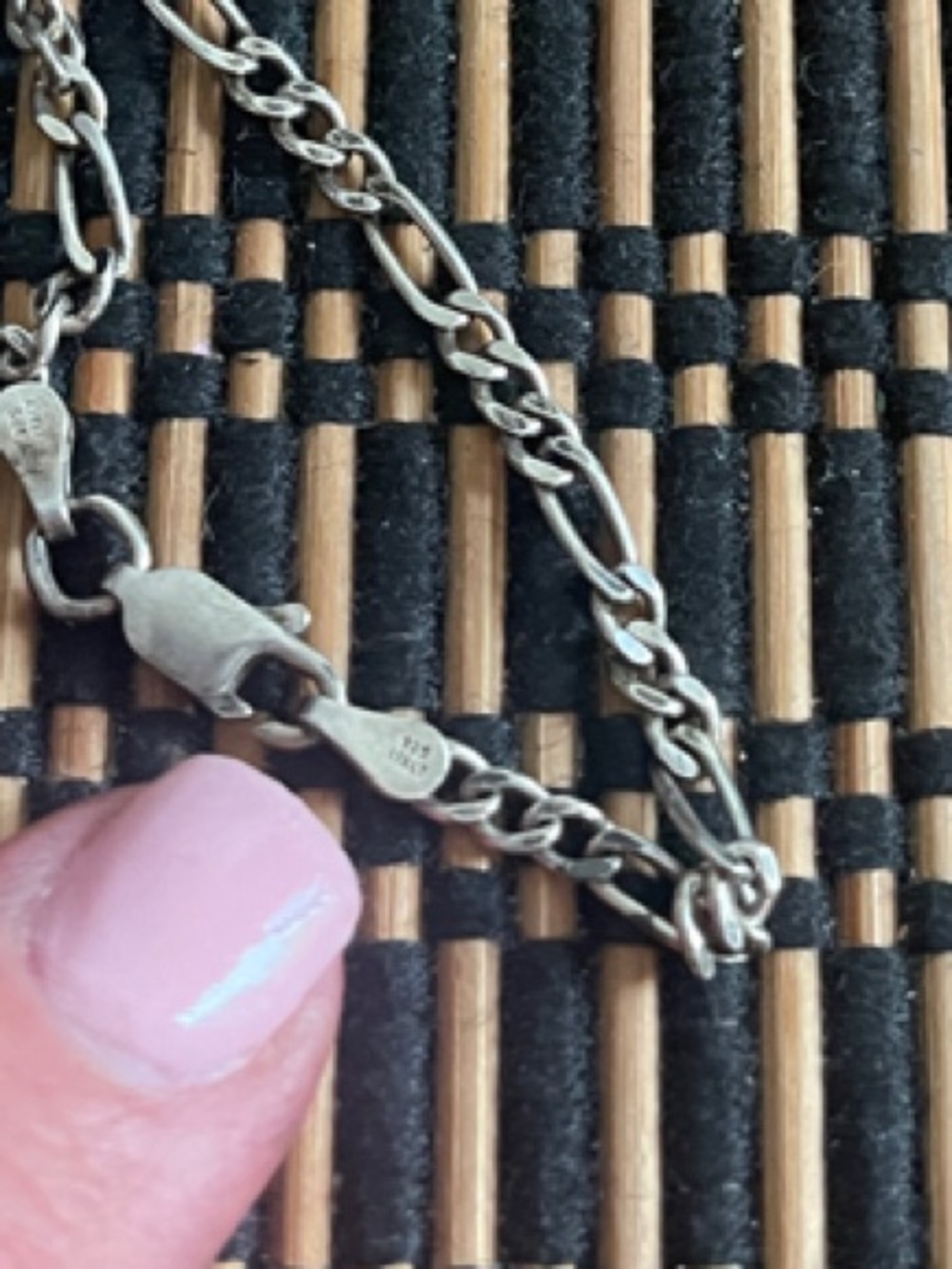Sterling Silver Figaro Chain Bracelet - Silver 8.5 inches - Picture 2 of 3